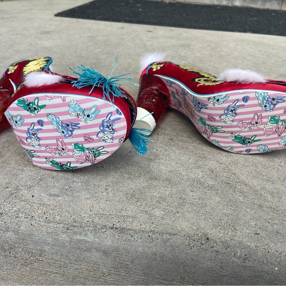 Irregular Choice Red and Blue Embroidered Heels - Picture 3 of 5